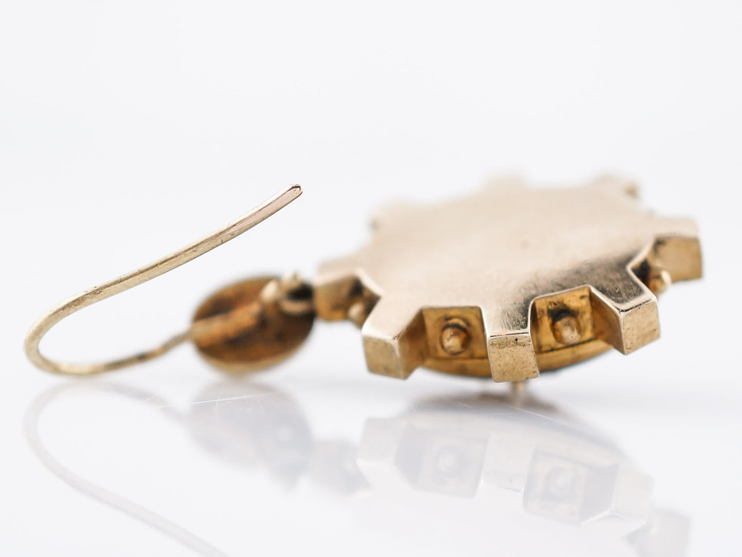 Antique Earrings Victorian Seed Pearl & Onyx in 15k Yellow Gold