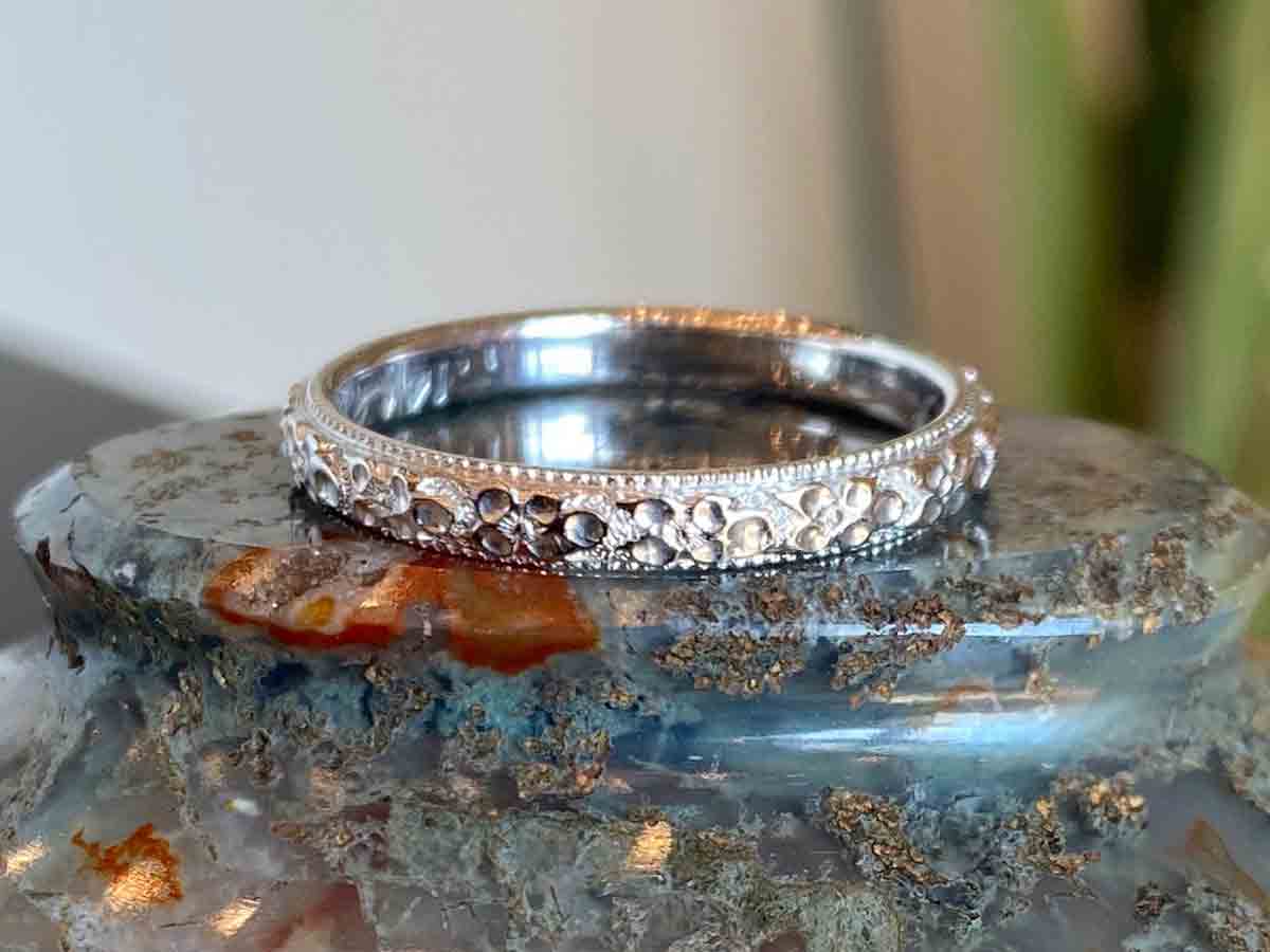 Antique Edwardian Orange Blossom Wedding Band in 14k
