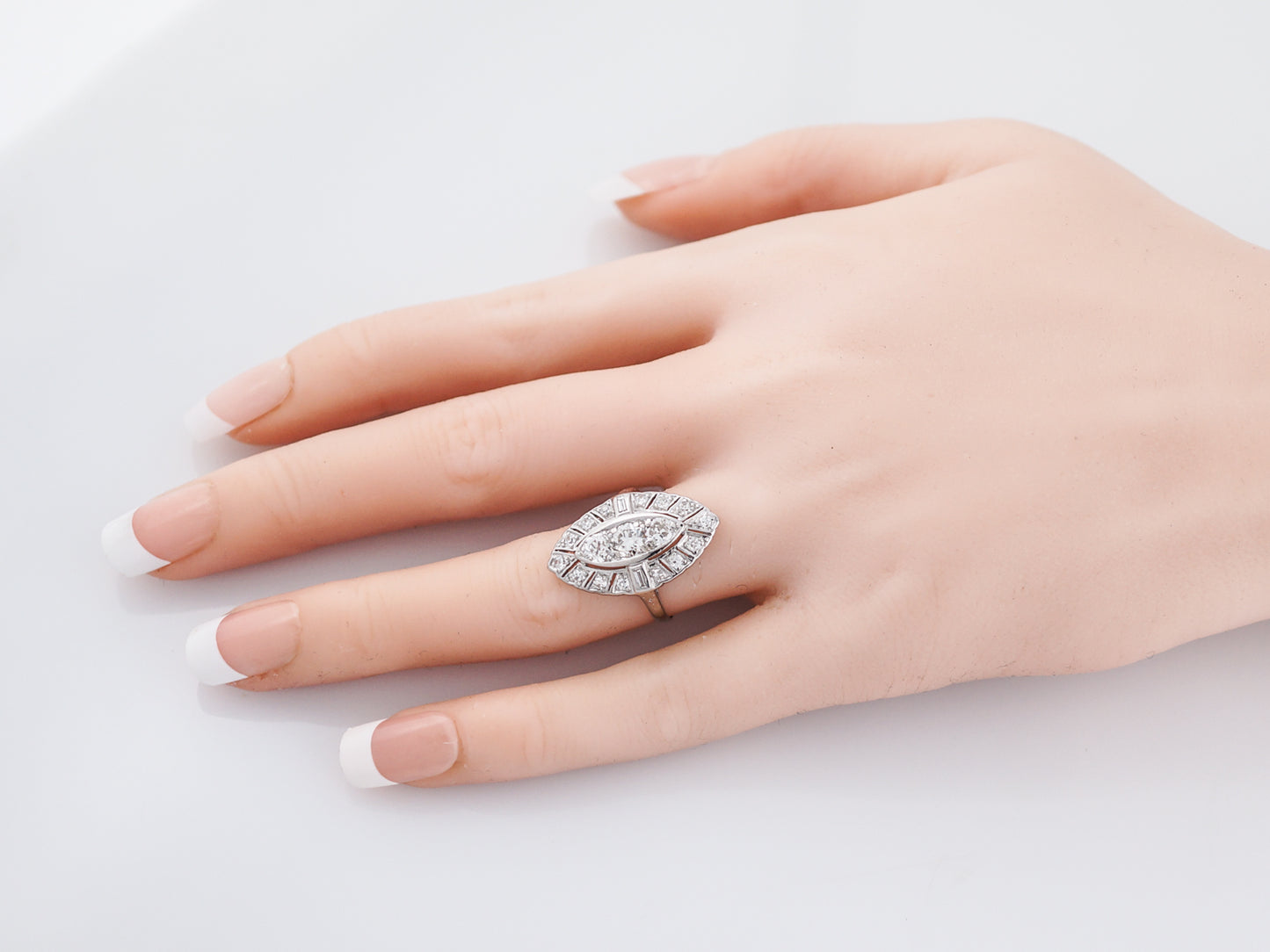 Antique Right Hand Ring Art Deco 1.17 Old European Cut Diamond in Platinum