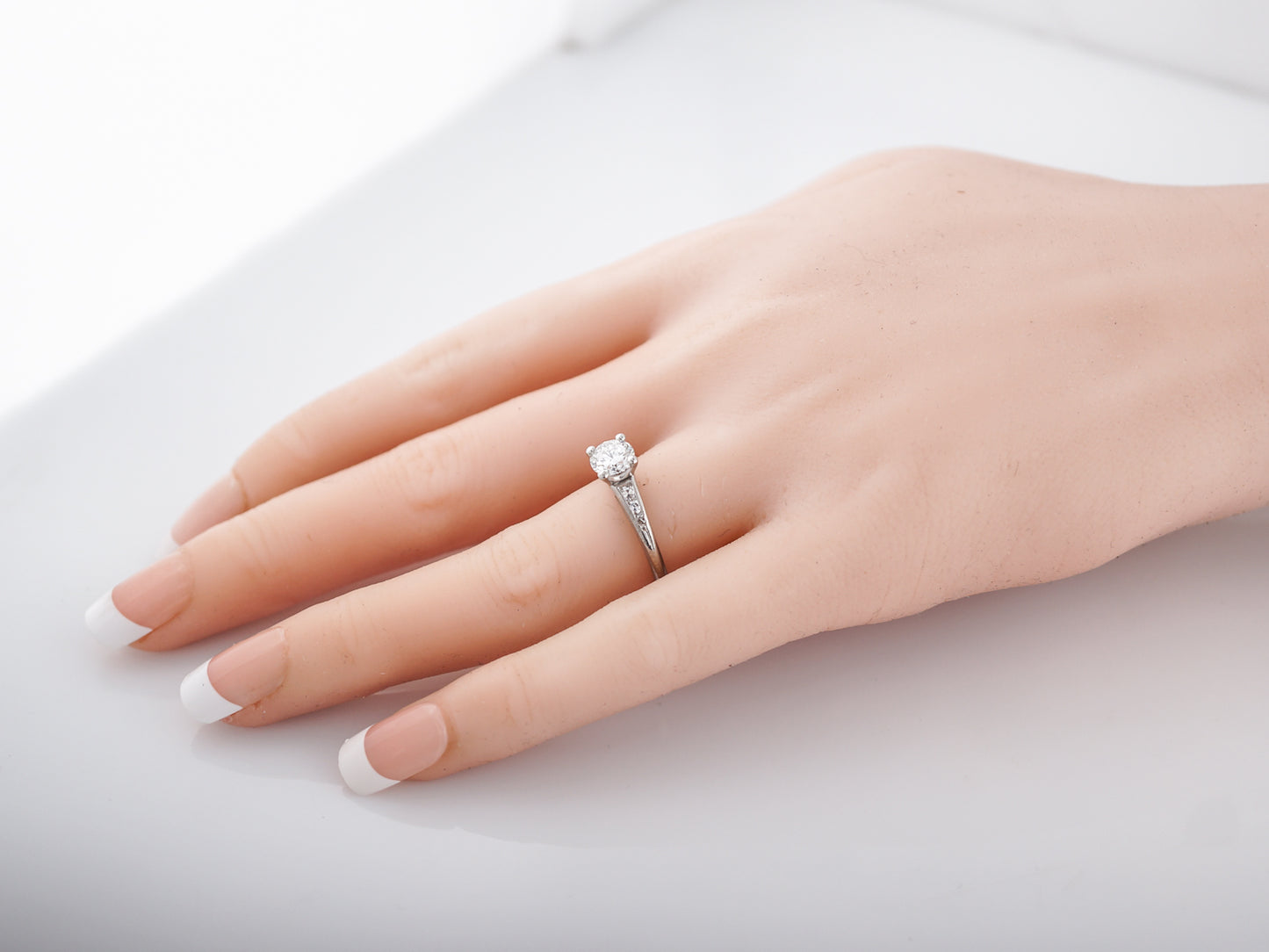 Antique Engagement Ring Art Deco .70 Round Brilliant Cut Diamond in Platinum