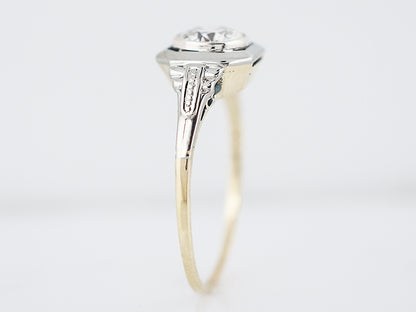 Antique Engagement Ring Art Deco .79 Round Brilliant Cut Diamond in 14k Yellow & White Gold