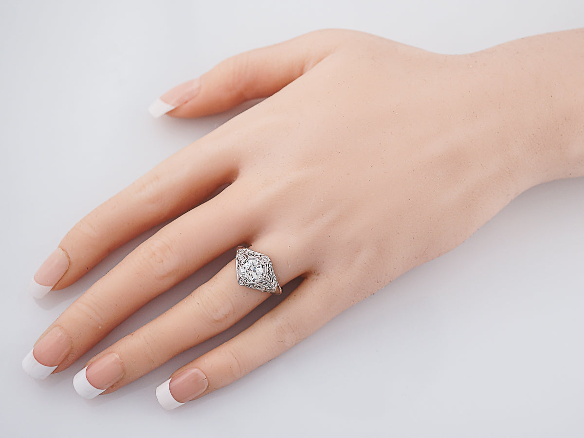 Vintage Platinum Filigree Diamond Engagement Ring