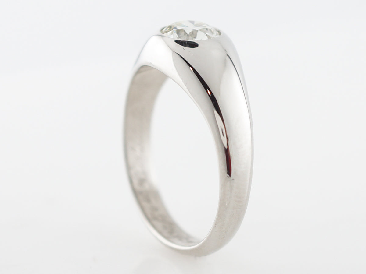 Bezel Set Vintage Art Deco Solitaire Diamond Ring in Platinum