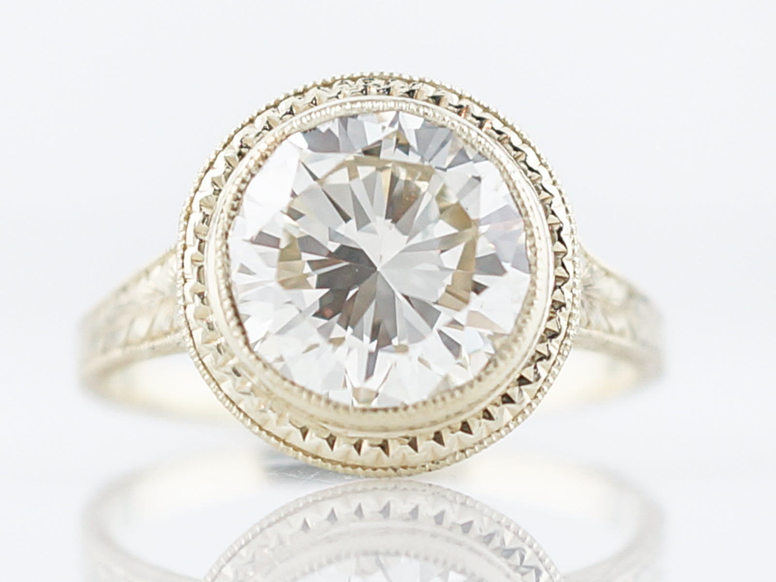 Antique Engagement Ring Art Deco Round Brilliant Cut Diamond