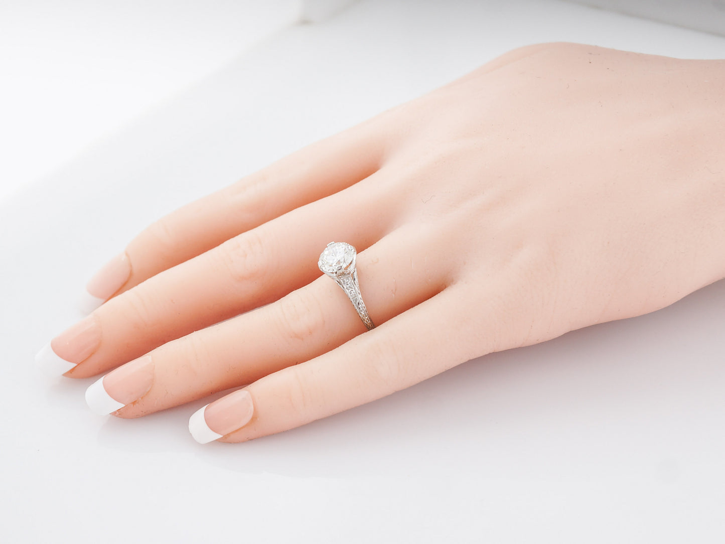 Antique Engagement Ring Art Deco GIA 1.50 Round Brilliant Cut Diamond in Platinum