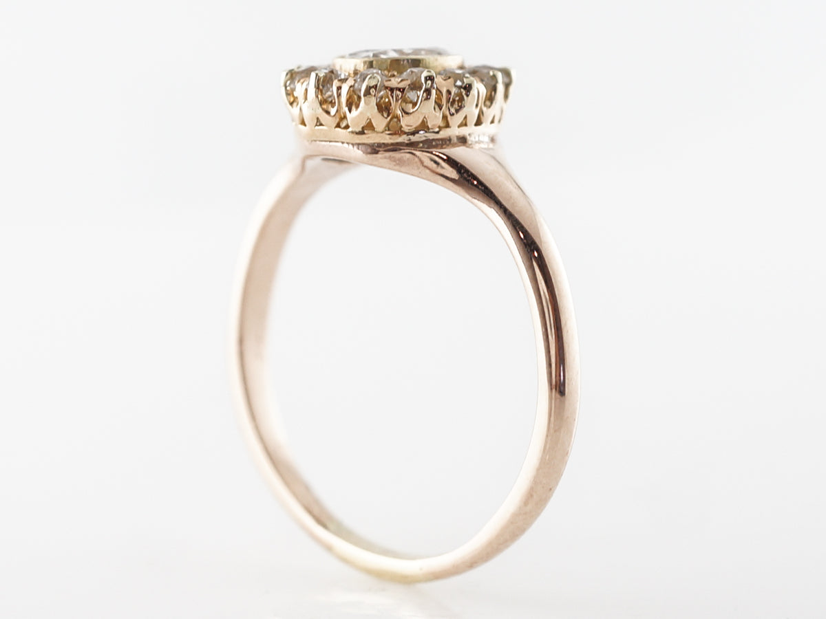 Antique Engagement Ring Victorian .41 Oval Cut Diamond in 14k Yellow Gold