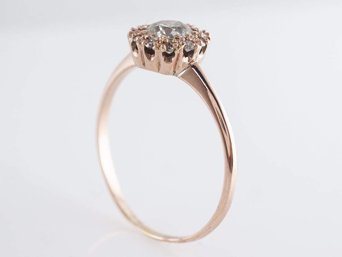 Antique Engagement Ring Victorian .45 Old European Cut Diamond in 14k Yellow Gold