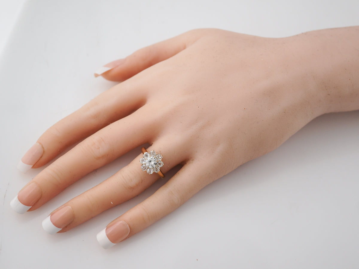 Antique Engagement Ring Victorian .68 Old European Cut Diamond in 18k Yellow Gold