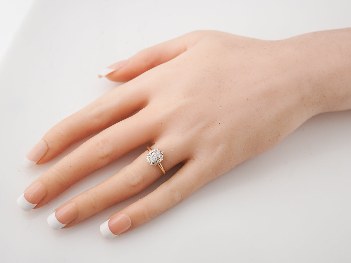 Antique Engagement Ring Victorian .57 Oval Cut Diamond in 14k Yellow Gold