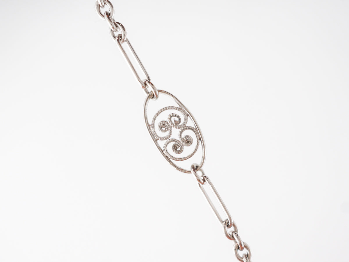 Antique Filigree Necklace w/ Open Link Chain in 14k