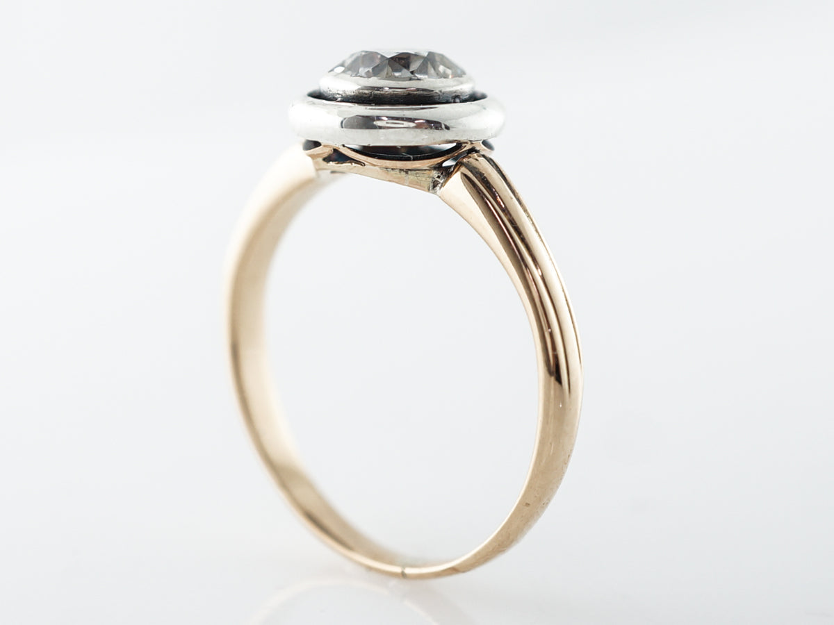 Antique Georgian Diamond Engagement Ring in Yellow Gold & Sterling Silver