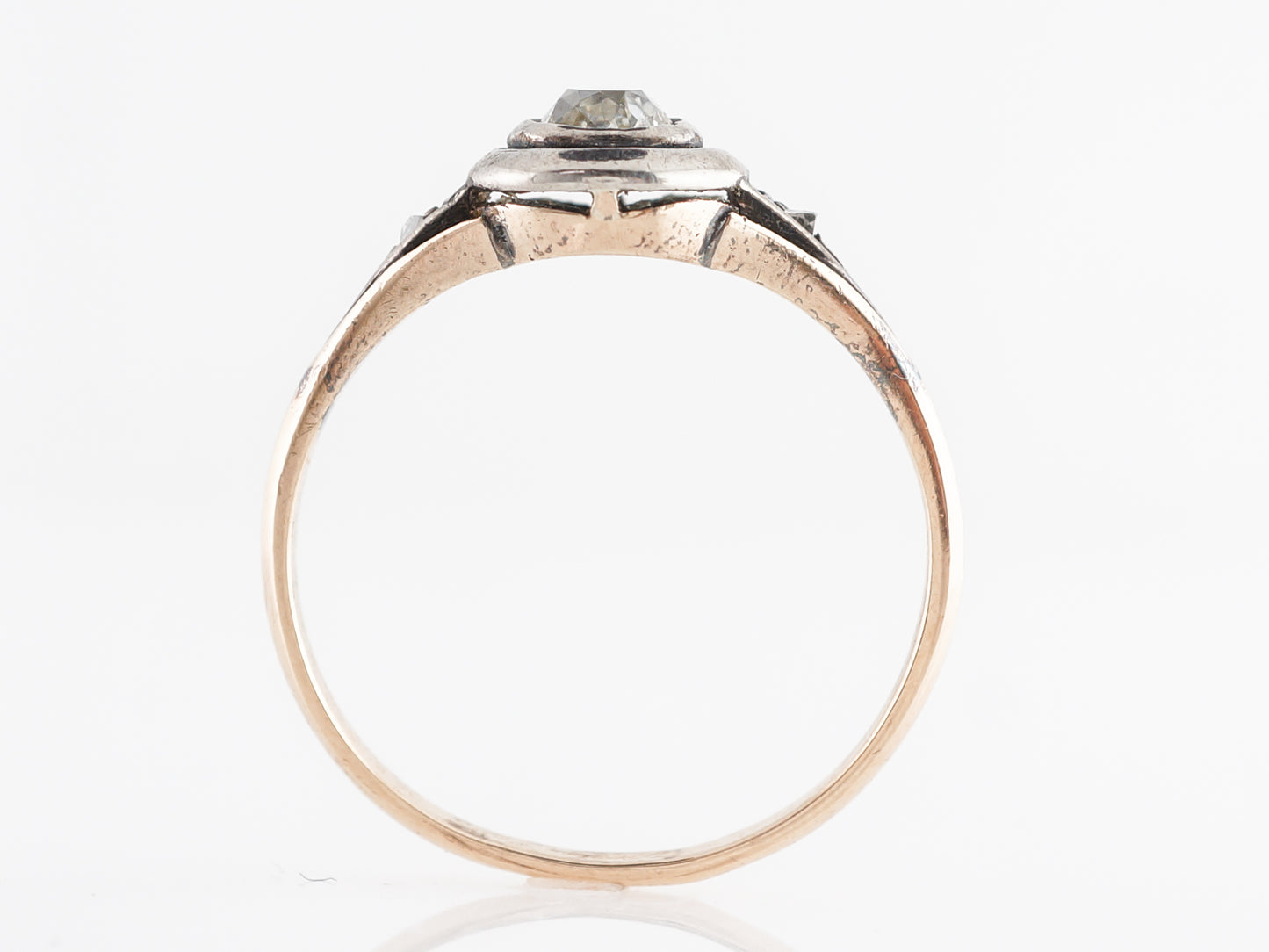 Antique Georgian Diamond Engagement Ring in Gold and Sterling