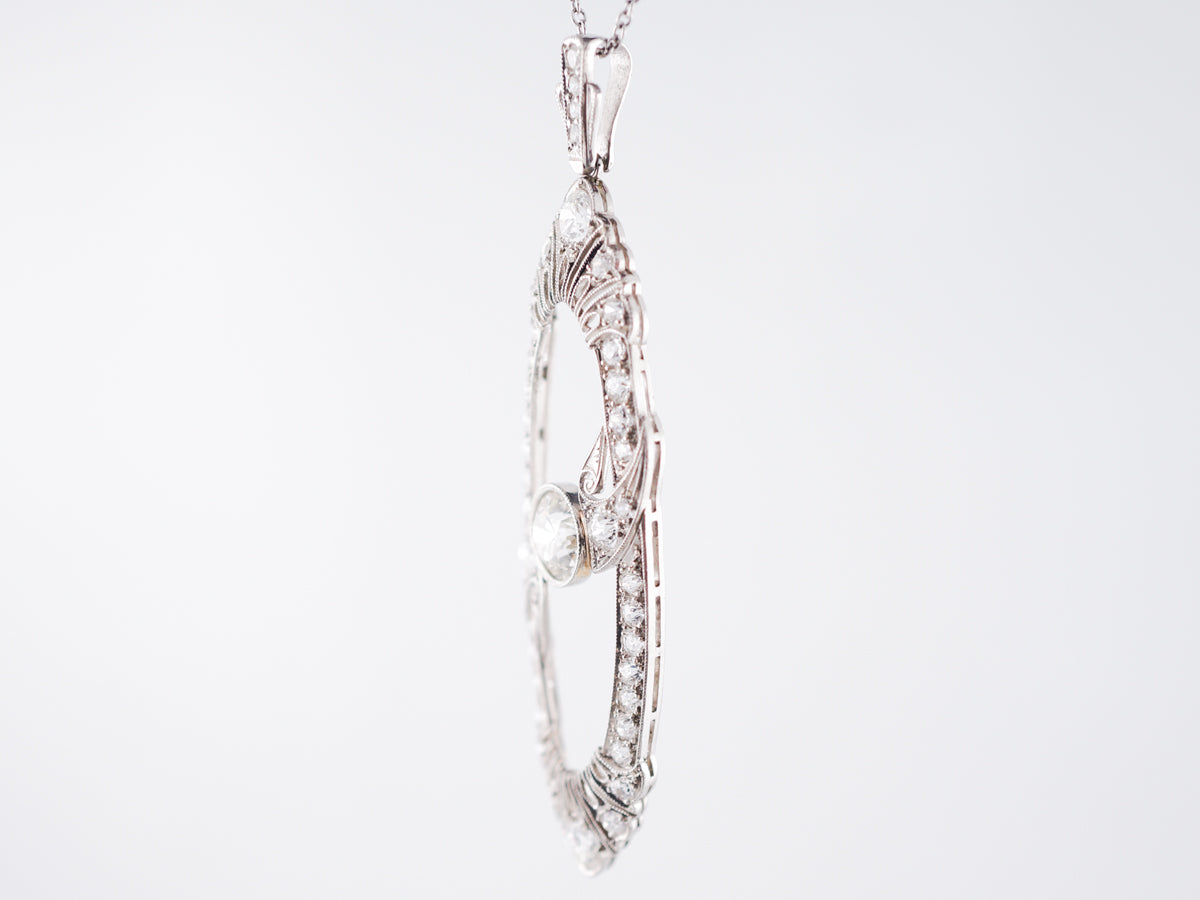 Antique Necklace Art Deco 2.26 Old European Cut Diamonds in Platinum