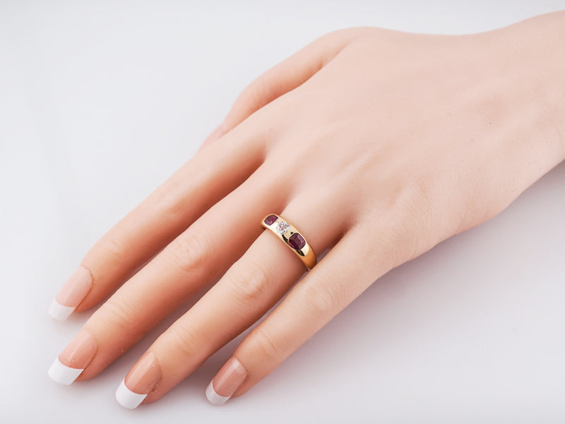 Antique Right Hand Ring Victorian .19 Cushion Cut Diamond in 18k Yellow Gold