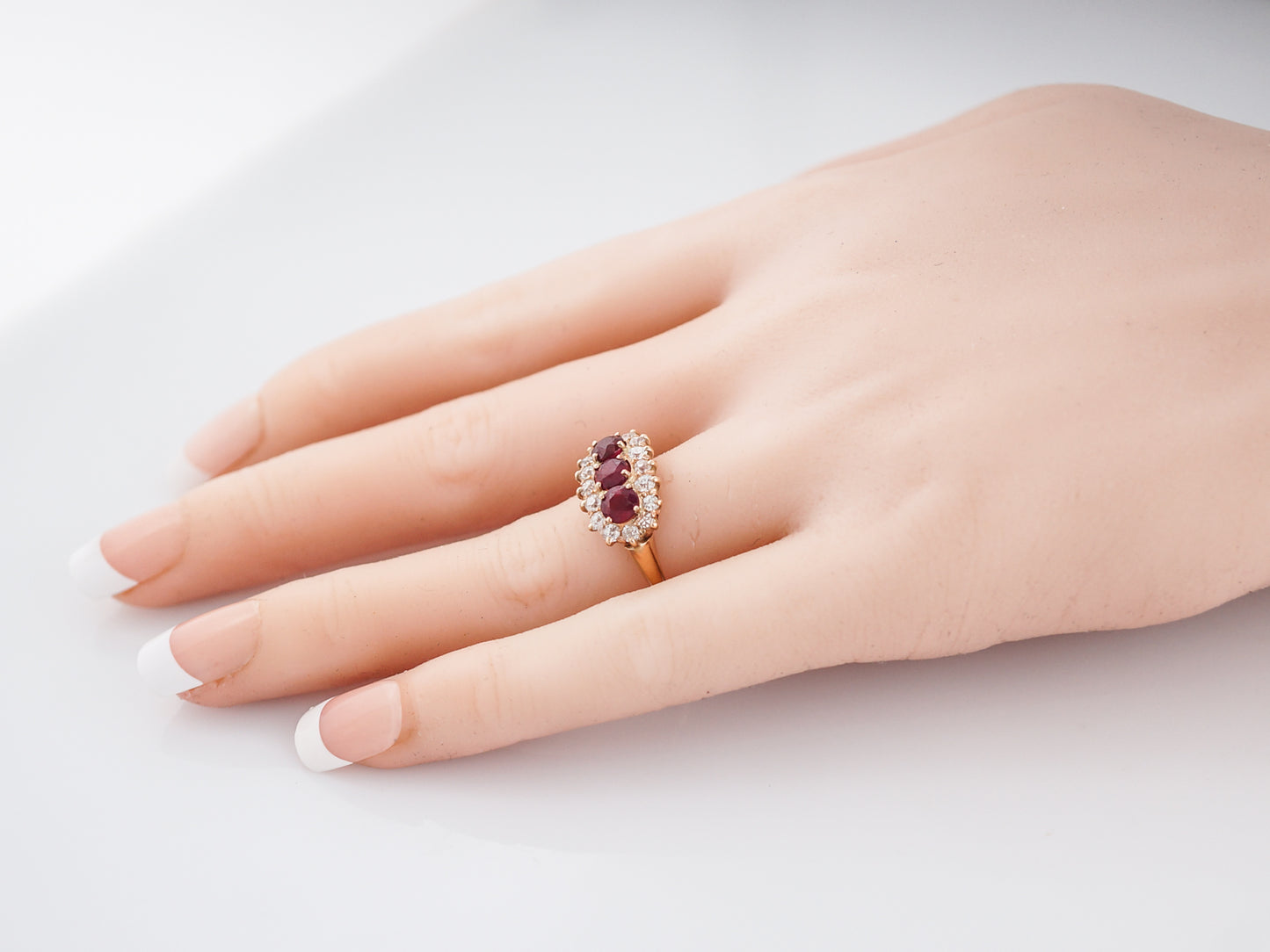 Antique Right Hand Ring Victorian 1.15 Ruby's & .70 Old European Cut Diamonds in 14k Yellow Gold