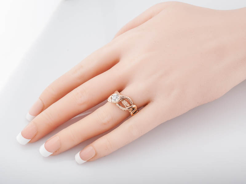 Antique Right Hand Snake Ring Victorian .45 Old European Cut Diamond in 14k Rose Gold