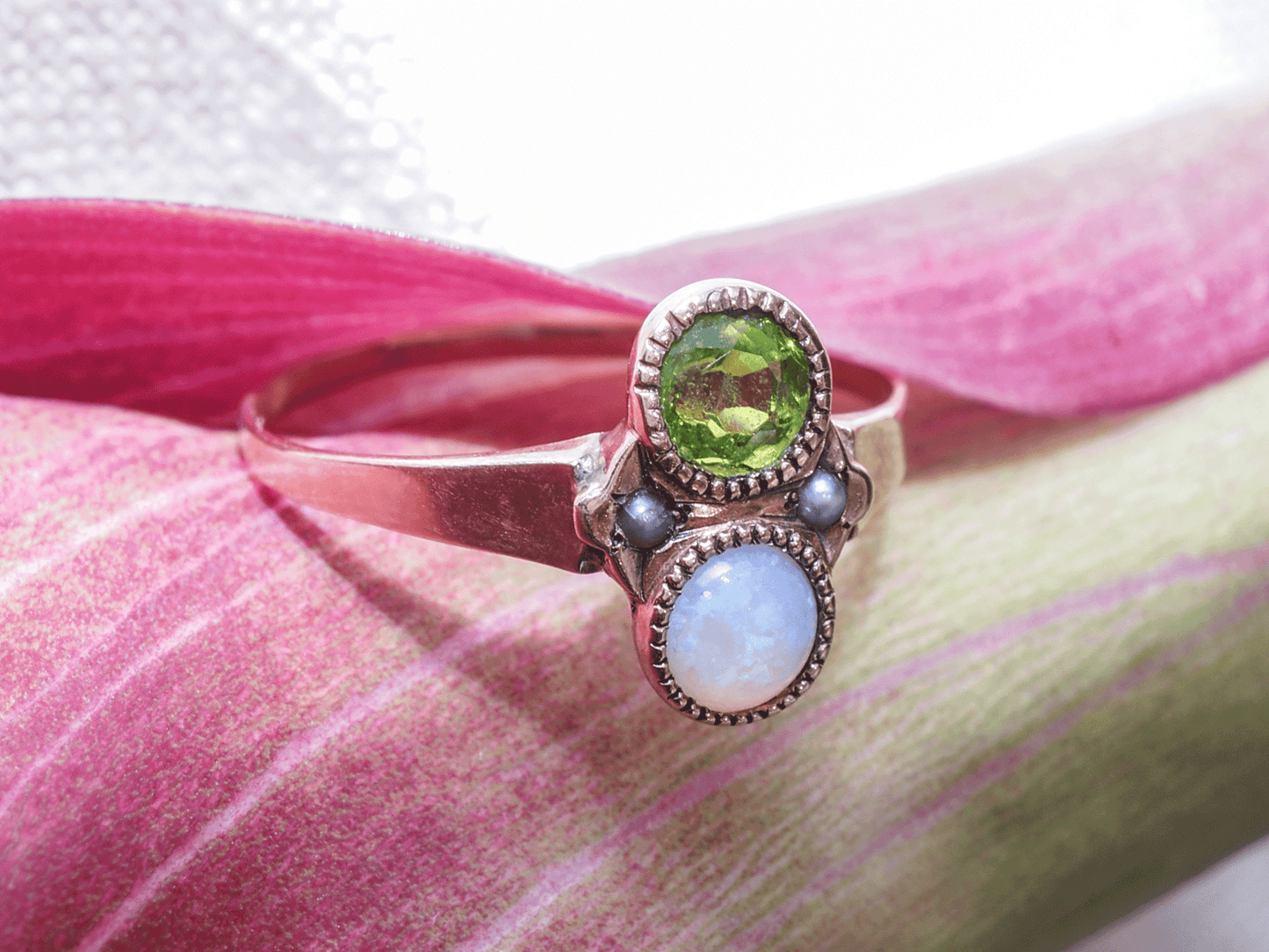 Antique Tourmaline & Opal Cocktail Ring in 9k Yellow Gold