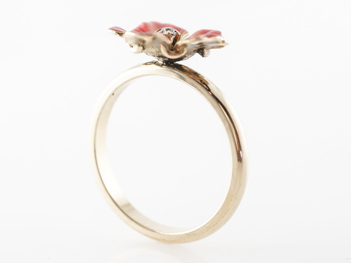 Antique Victorian Flower Ring in 14k Yellow Gold