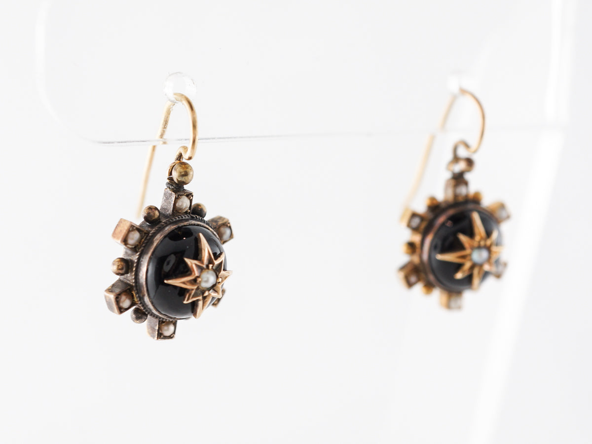 Antique Victorian Mourning Earrings in 18k Yellow Gold