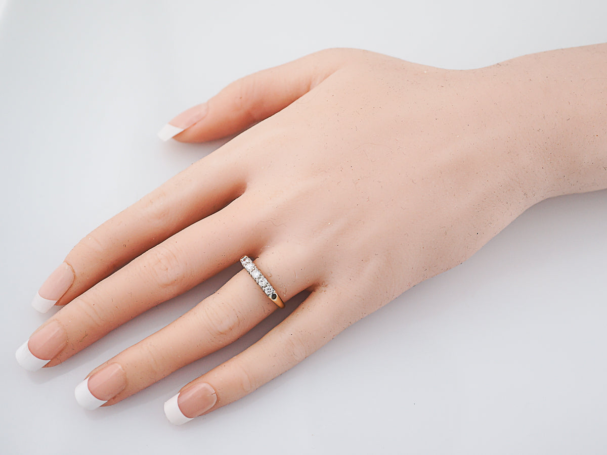 Vintage Wedding Band Retro .35 Round Brilliant Cut Diamonds in 14K Yellow Gold