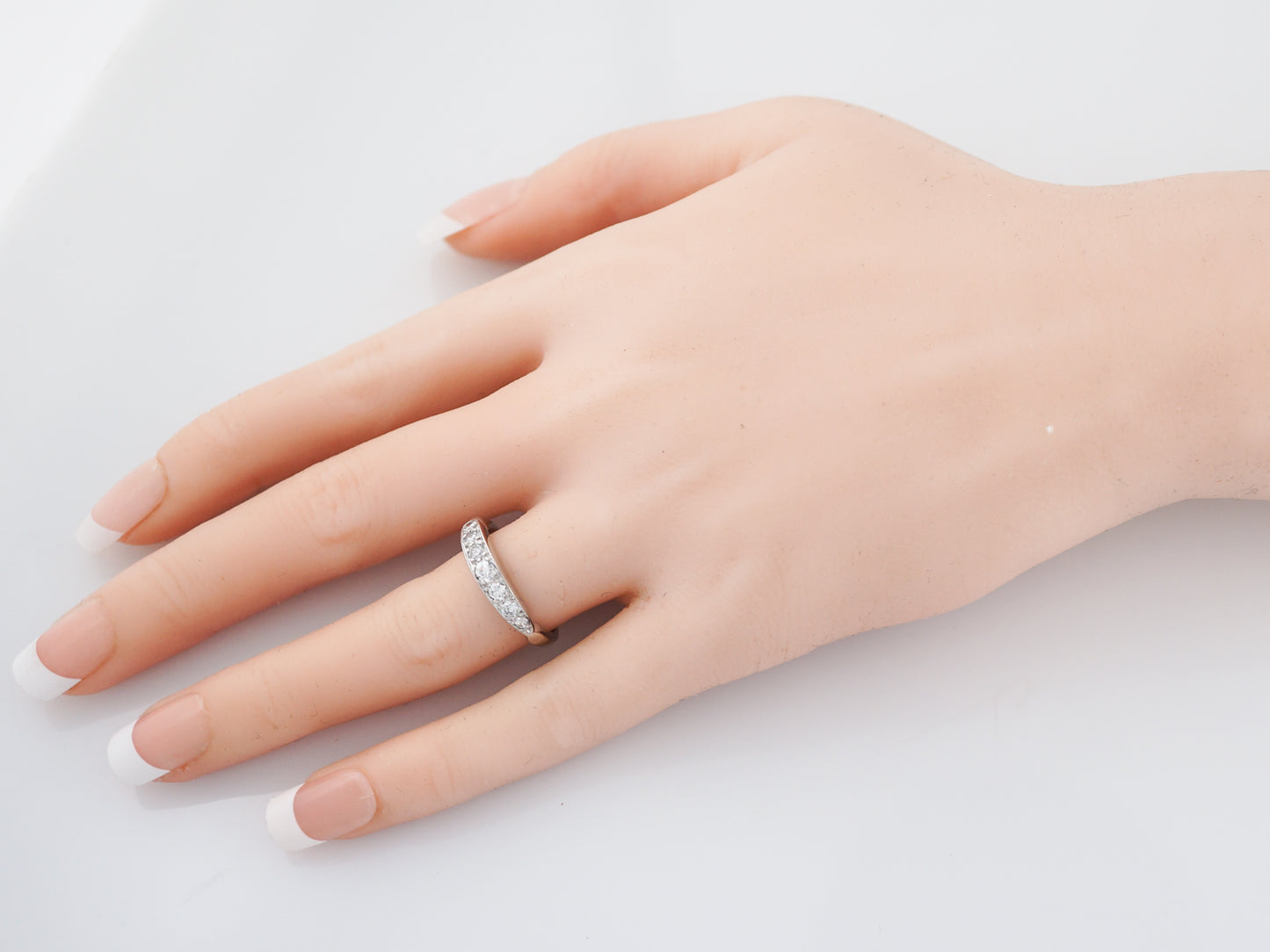 Antique Wedding Band Art Deco .39 Old European Cut Diamonds in Platinum