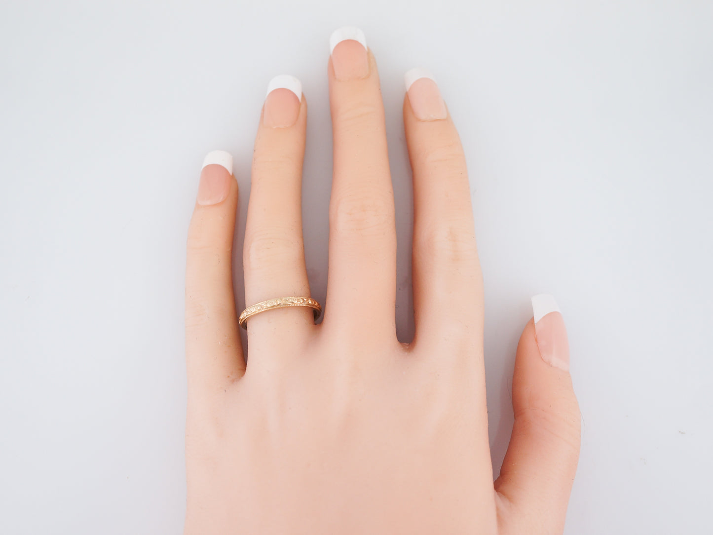 Antique Wedding Band Art Deco Orange Blossom in 14k Yellow Gold