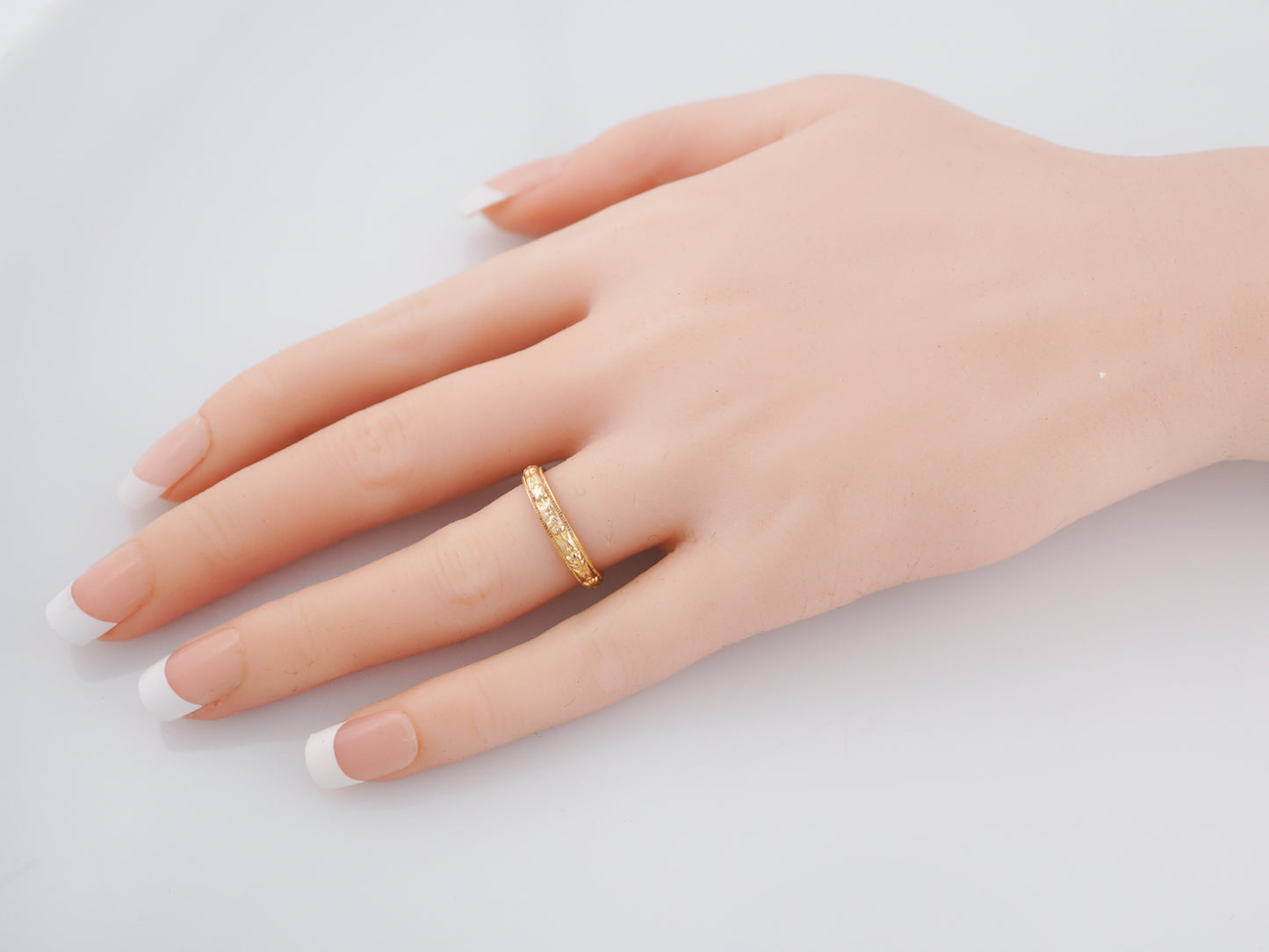 Antique Wedding Band Art Deco Orange Blossom in 14k Yellow Gold