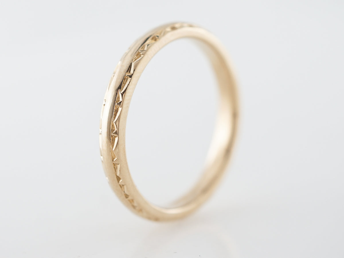 Vintage Art Deco Geometric Wedding Band in Yellow Gold