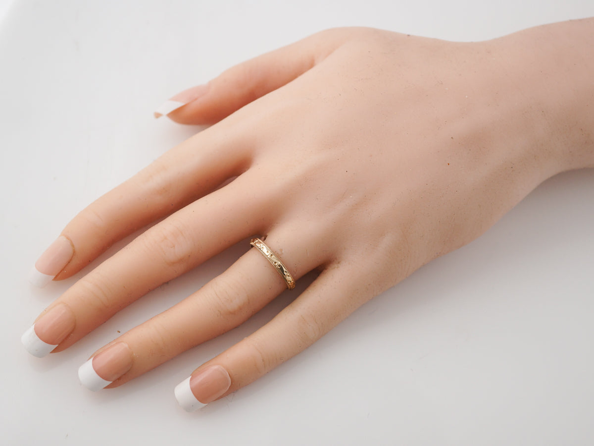 Antique Wedding Band Art Deco in 14k Yellow Gold