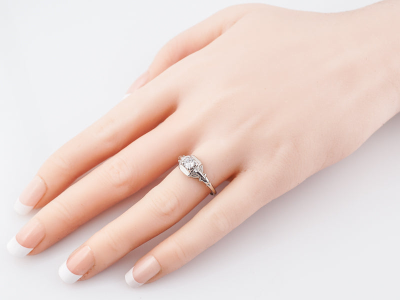 Antique Engagement Ring Art Deco .25 Old European Cut Diamond in 18k White Gold