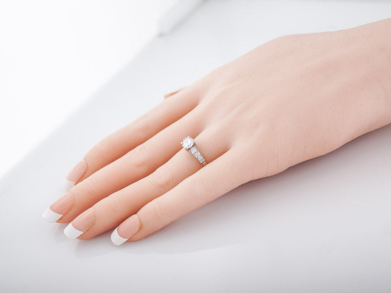 Antique Engagement Ring Art Deco .60 Round Brilliant Cut Diamond in Platinum