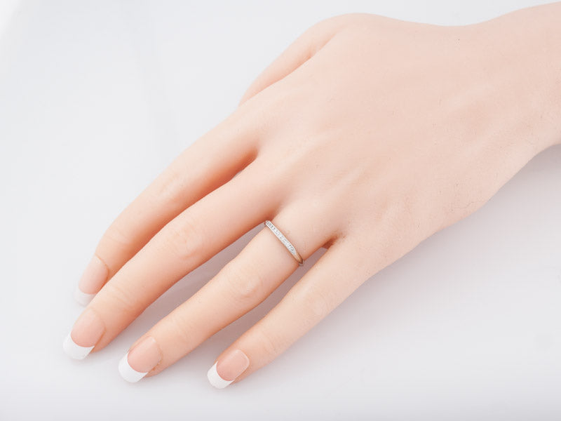 Antique Wedding Band Art Deco .05 Single Cut Diamond in 18k White Gold