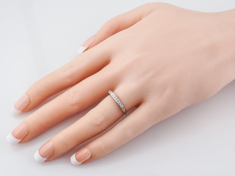 Antique Wedding Band Art Deco .19 Single & Baguette Cut Diamonds Platinum