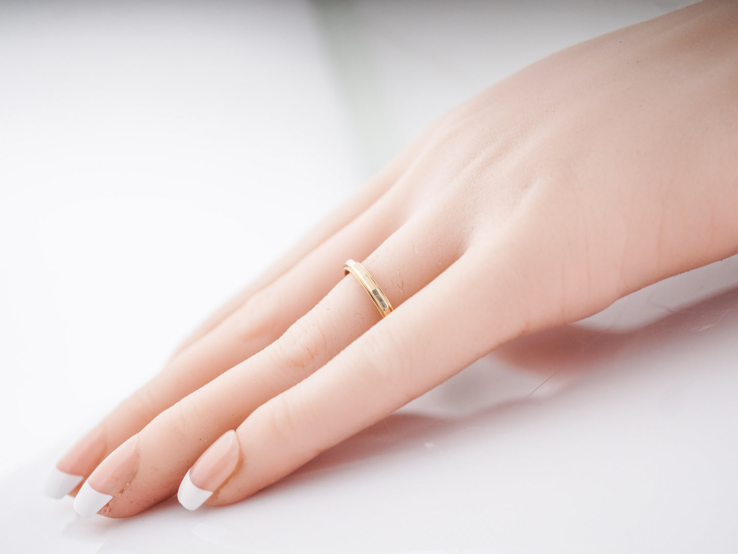 Antique Wedding Band Art Deco Geometric in 14k Yellow Gold