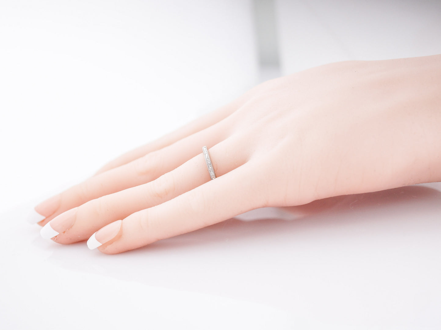 Antique Wedding Band Art Deco Orange Blossom in Platinum