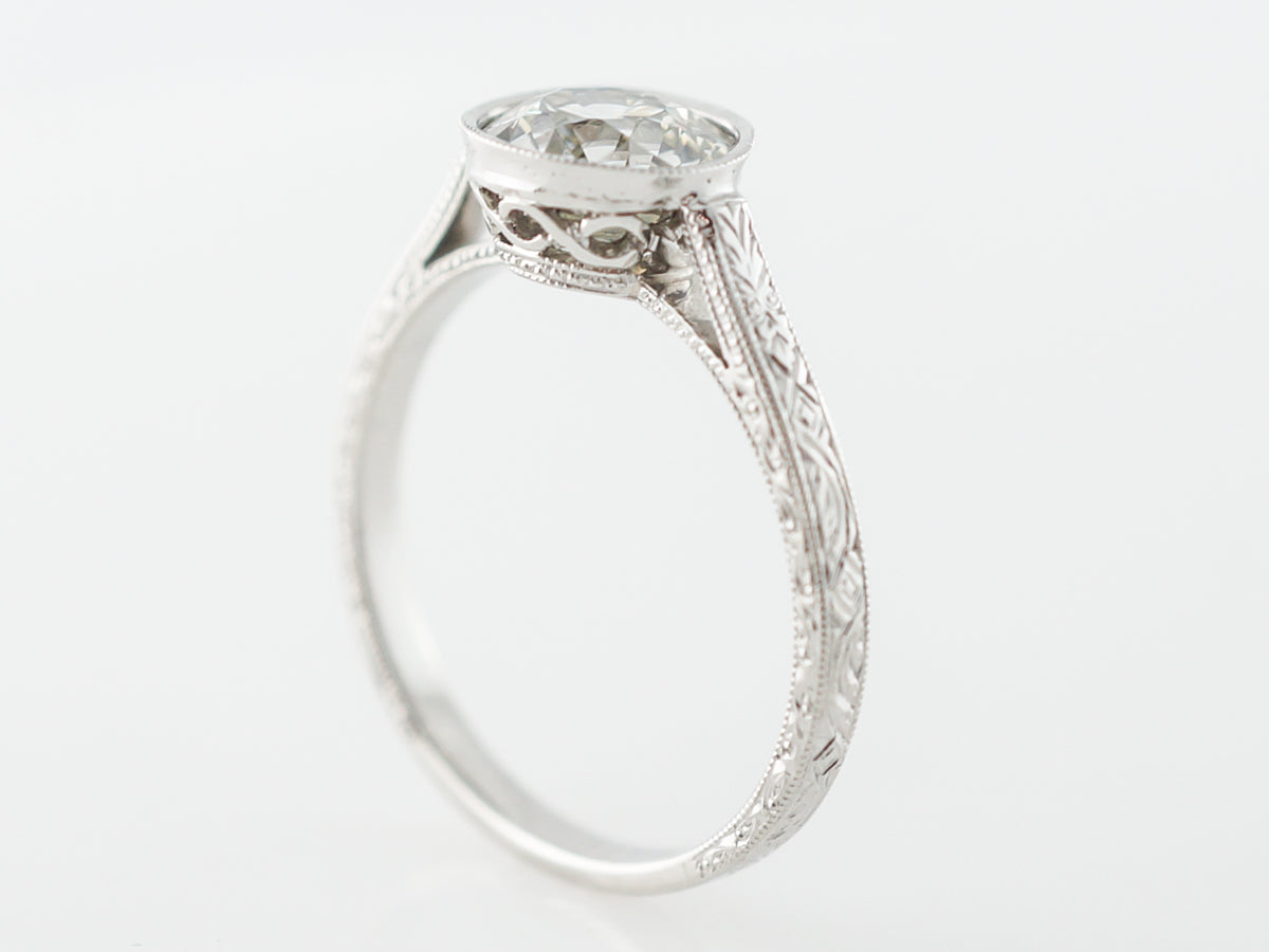 Art Deco Bezel Solitaire Engagement Ring in Platinum