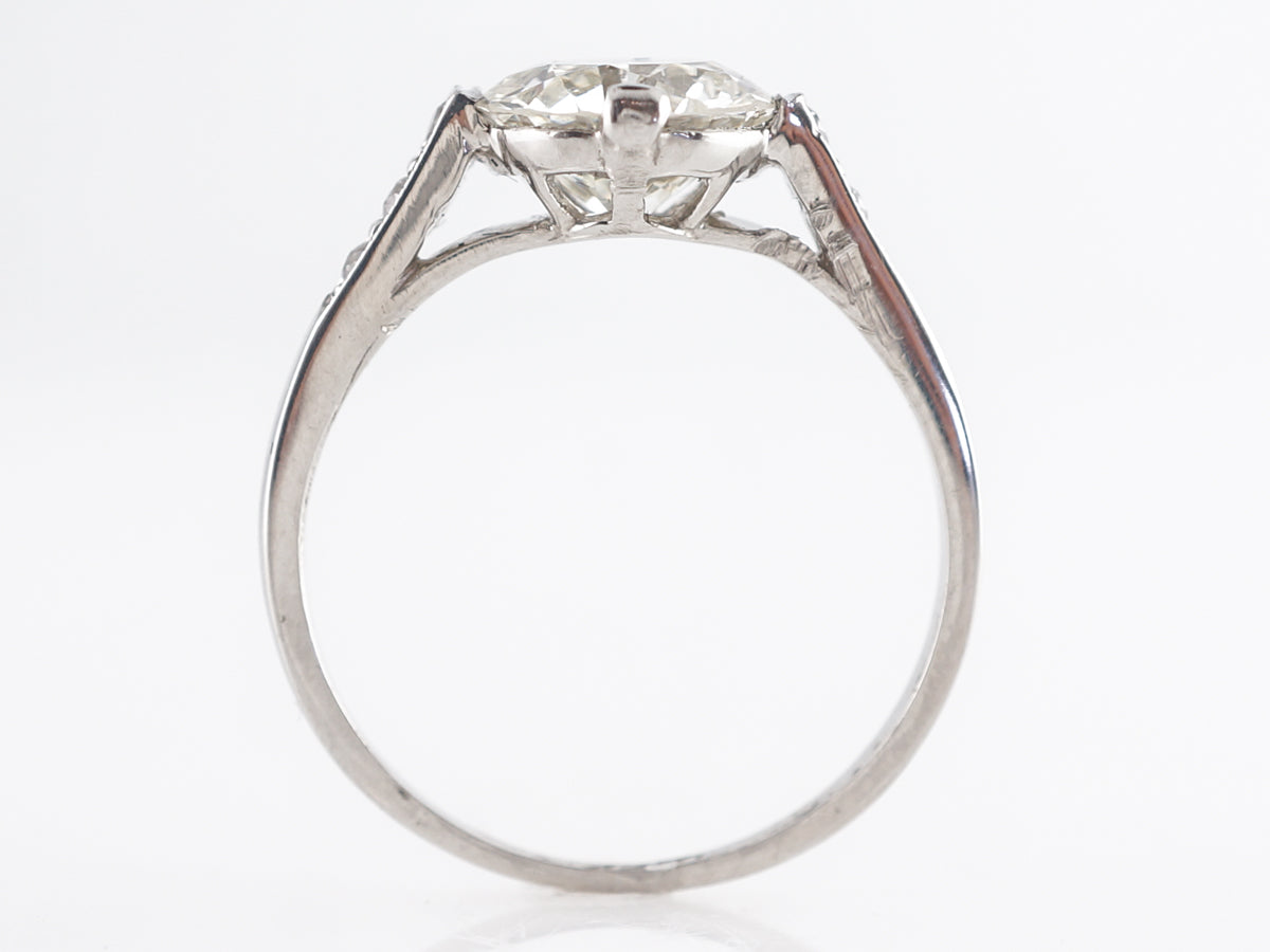 Art Deco Old European Cut Diamond Engagement Ring in Platinum