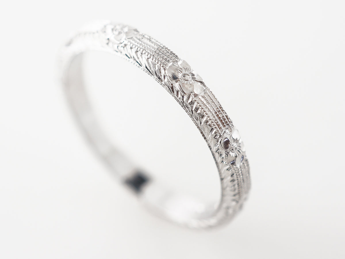 Belais Bros. Wedding Band w/ Engraving in 18k White Gold