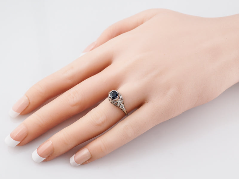 Blue Sapphire Engagement Ring Art Deco Belais Brothers