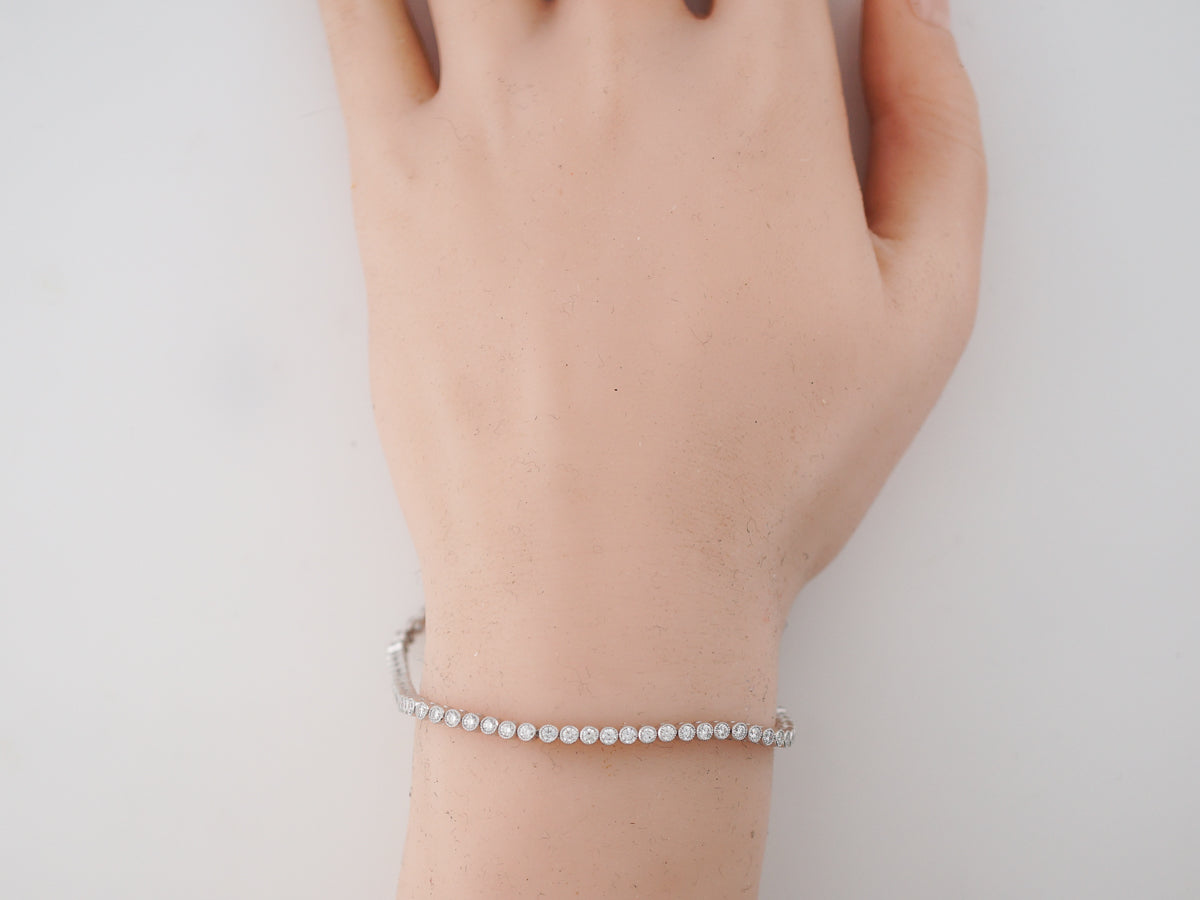Bezel Set Diamond Tennis Bracelet in Platinum G/VS1