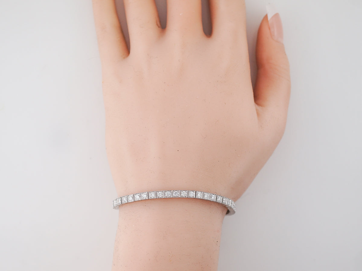 3 Carat Straight Line Diamond Bracelet in Platinum