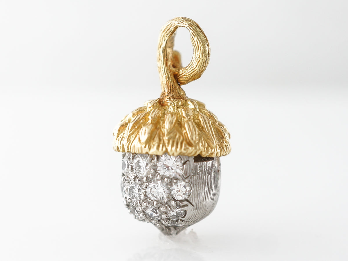 Acorn Pendant w/Pave Diamond in 18k & Platinum