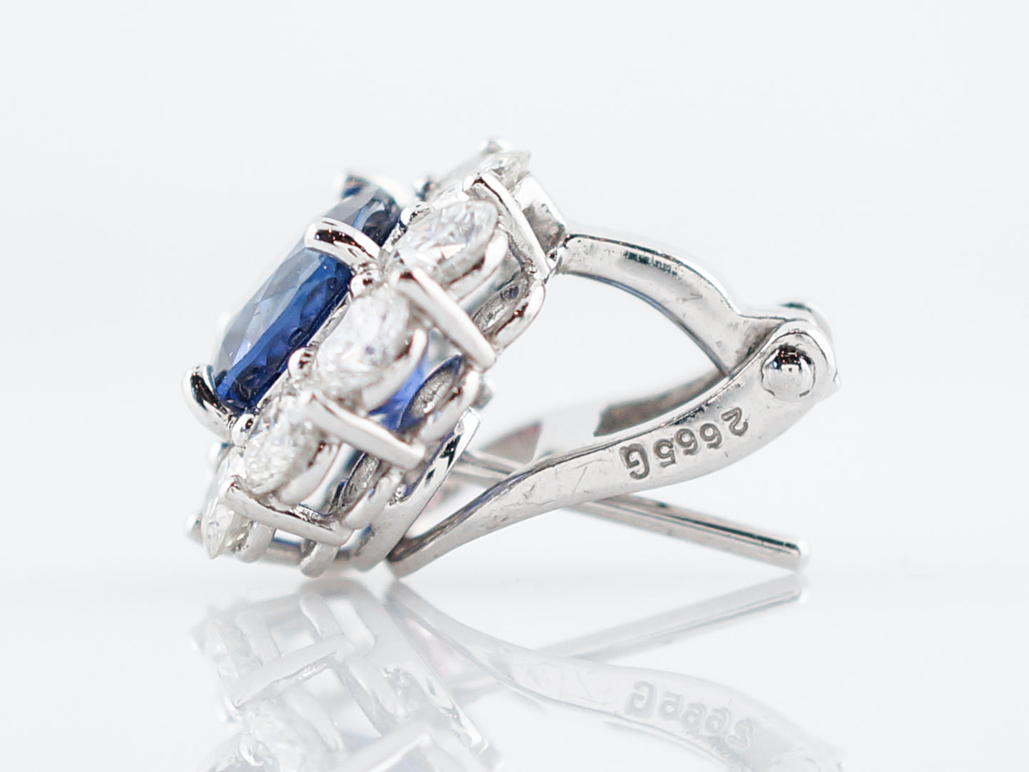 Cluster Earrings Modern 4.11 Round Brilliant Cut Sapphire & Diamond in Platinum