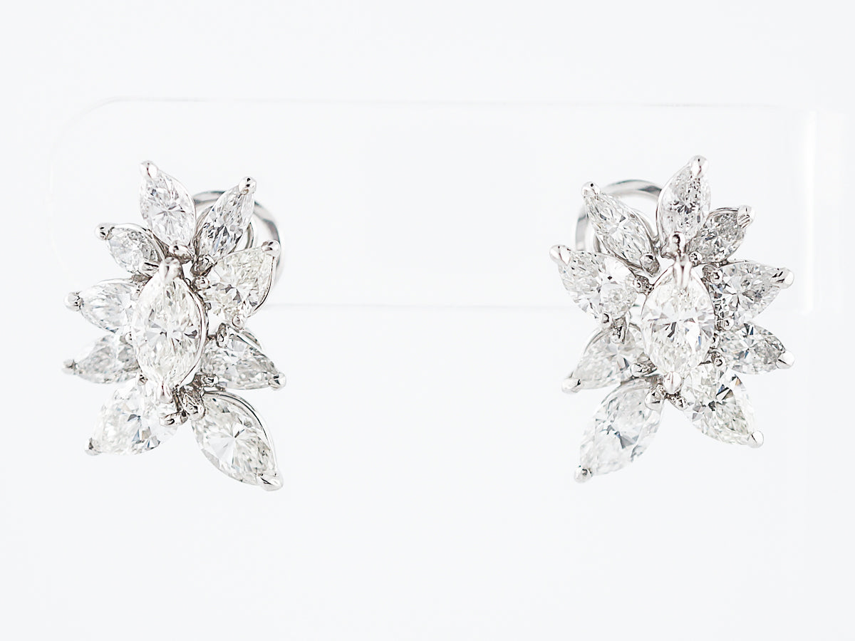 Earrings Modern 7.42 Pear & Marquise Cut Diamonds in Platinum