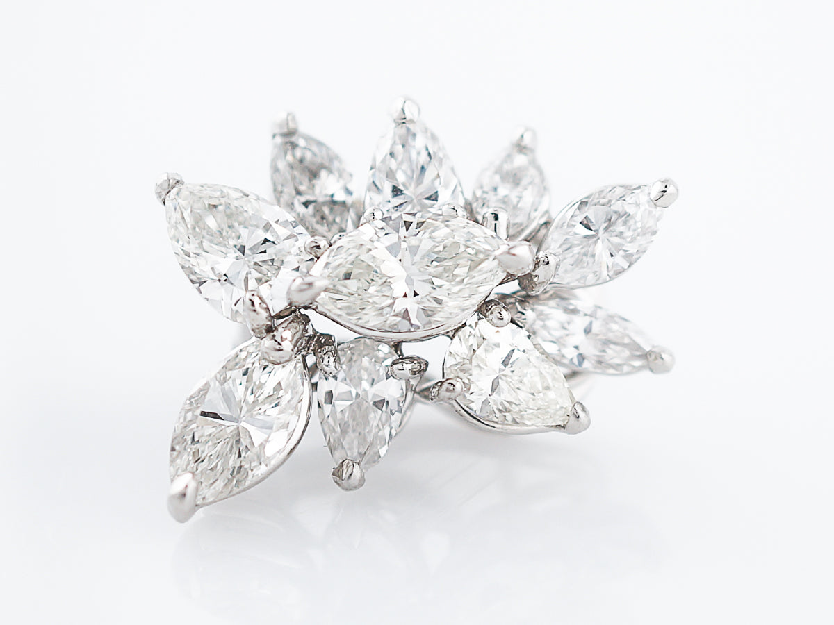 Cluster Earrings Modern 7.42 Pear & Marquise Cut Diamonds in Platinum