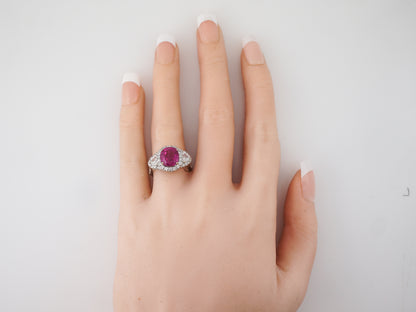 **RTV 1/17/19**Cocktail Ring Modern 3.93 Cushion Cut Pink Sapphire in 18k White Gold