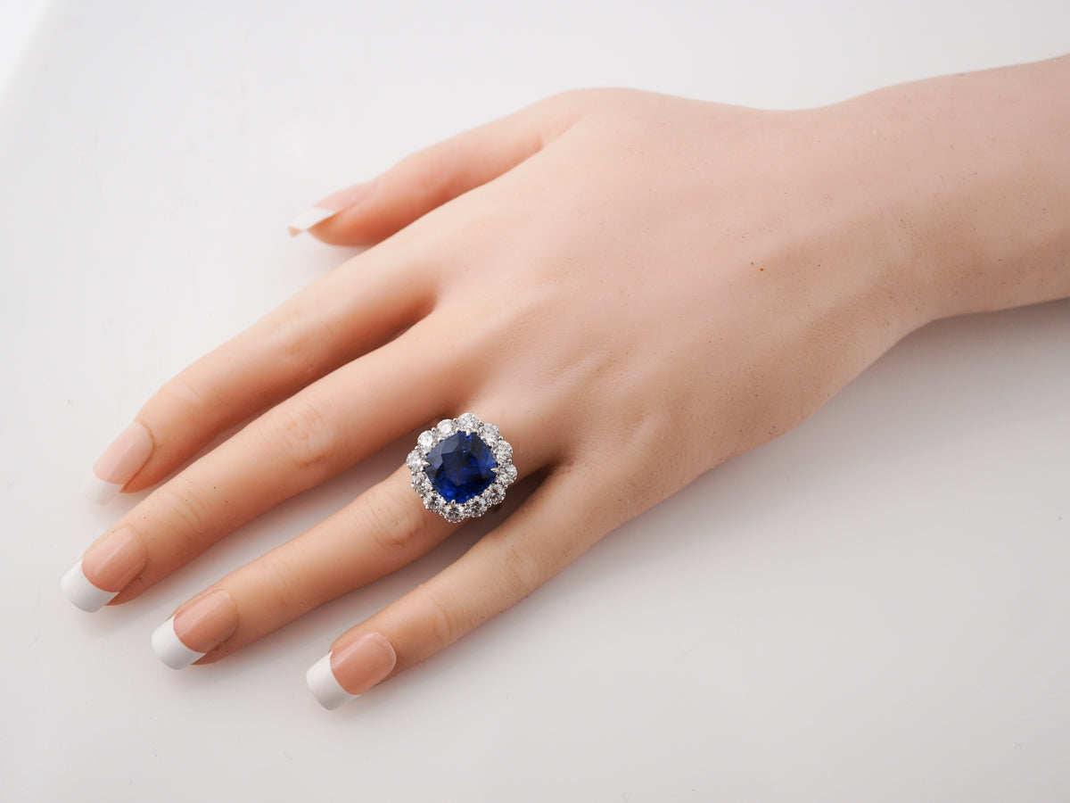 **RTV 1/10/19**Engagement Ring Modern 7.49 Cushion Cut Sapphire in Platinum