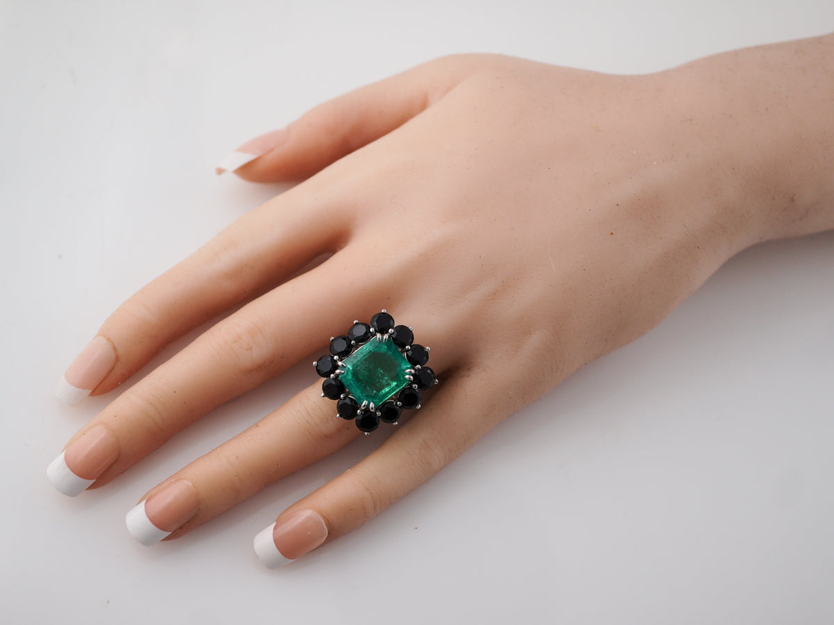 Cocktail Ring Modern 7.89 GIA Emerald Cut Emerald in Platinum