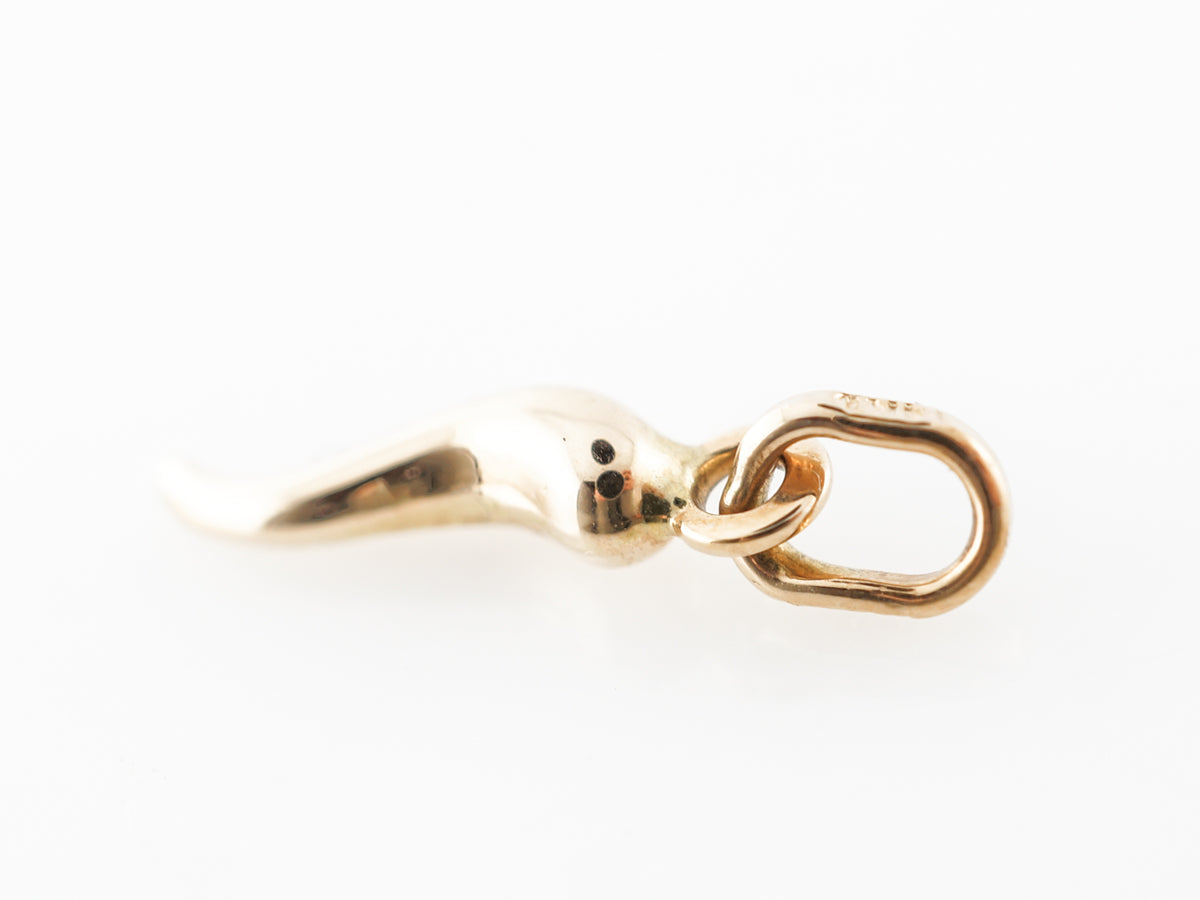 Cornicello Horn Pendant Charm in 14k Yellow Gold