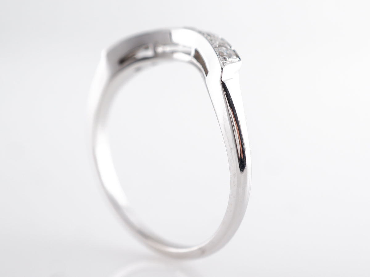 Curved Wedding Band w/ Diamonds in 14k White Gold